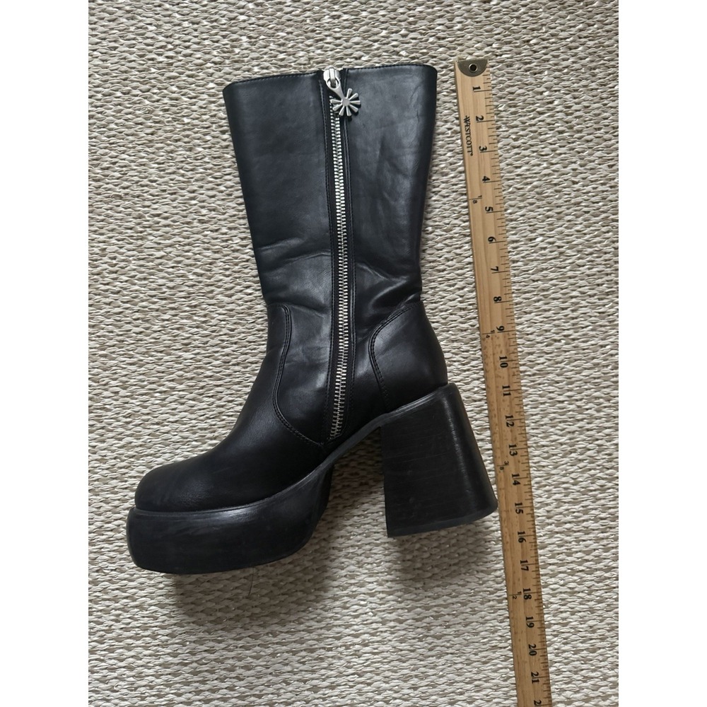 Delia's Dolls Kill New Moon Mid Calf Chunky Black Platform Boots Goth 9 Grunge - Picture 4 of 9